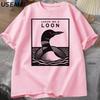 Leave Me A Loon Funny Common Loon T Shirt Bird Watcher Tee Shirt Summer Loose Short Sleeved Tshirt Unisex Women Funny Tees Tops