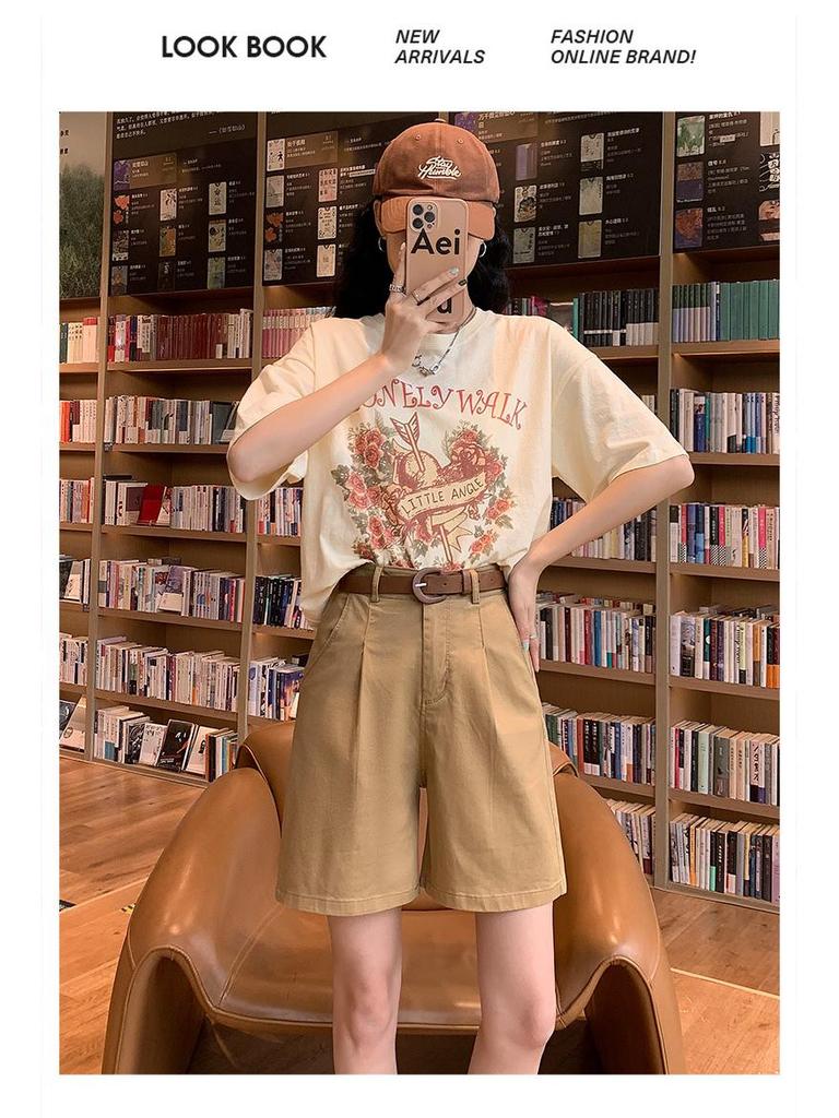 Ice Silk Women's High Waist A-line Summer Shorts - Loose Fit, Mid-Length, Wide Leg