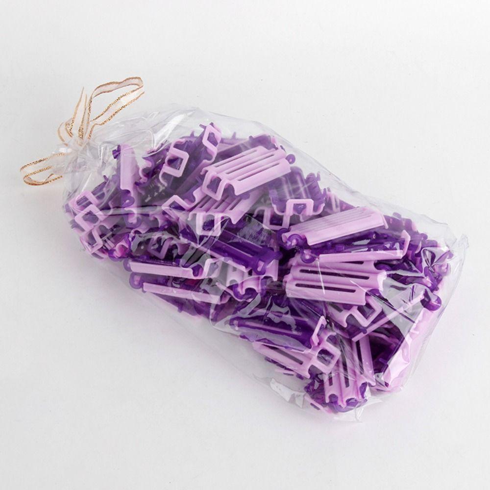 50pcs/bag Purple Fluffy Clamps Rollers Pink DIY Curler Reusable Perm Hair Clip  Professional
