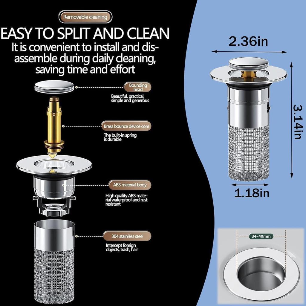 Sızıntı Önleyici Lavabo Tıkacı: Koku Giderici ve Anti-Blokajlı Üniversal Aksesuar için Sıçrama Filtresi.