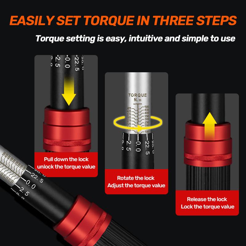 1 /4'' 3/8'' 1/2'' 72-Tooth Ratchet Handle Drive Click Torque Wrench Adjustable Industrial Dual-Direction Upgraded Torque Wrench