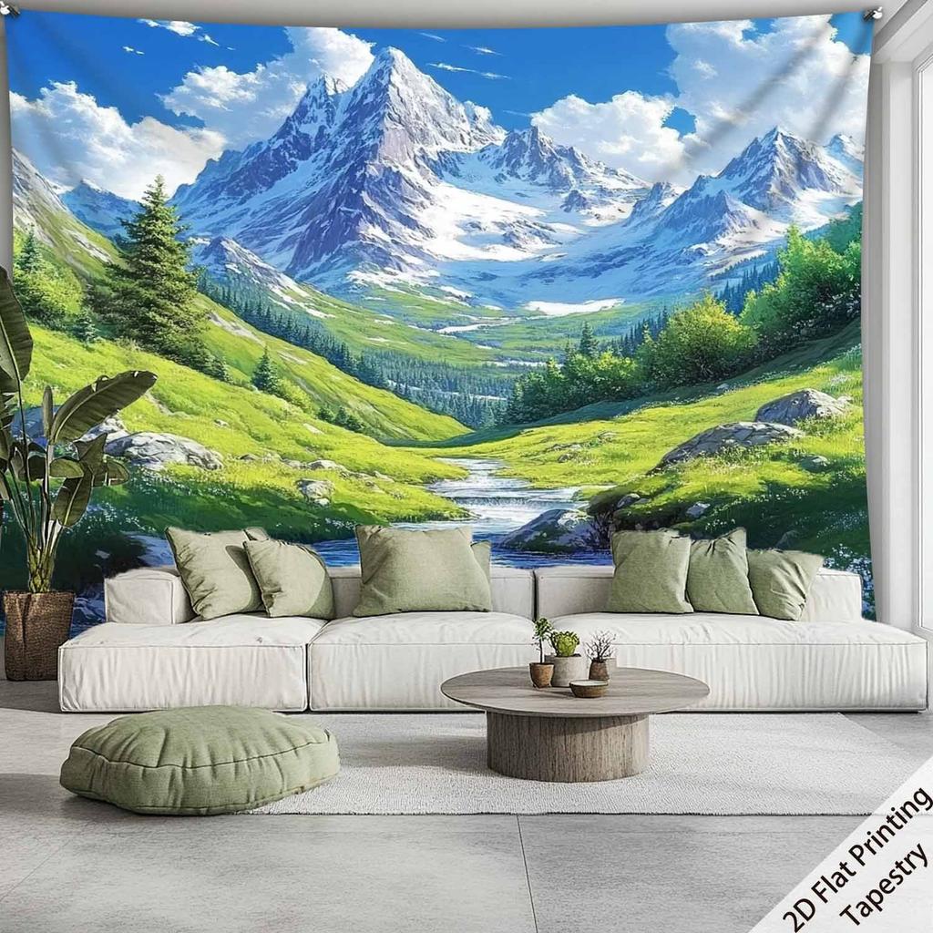 Snow Mountain Scenery Digital printing polyester wall tapestry suitable for use in living rooms bedrooms offices bars and party