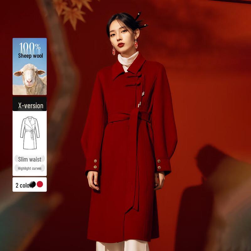 Qiu Shui Yi Ren Women s New Year Merino Wool Double-faced Coat XL