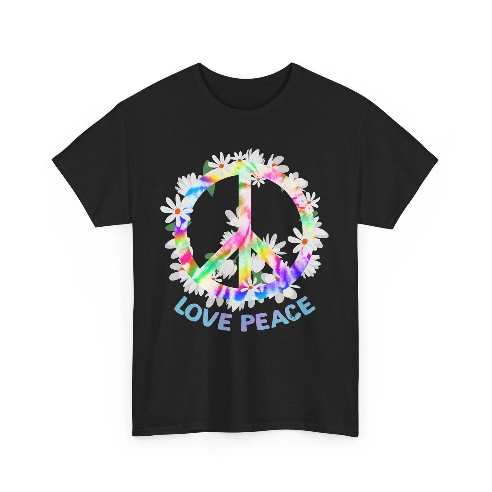 Love Peace Shirt, Peace Sign Flowers Hippie Women Men Tie Dye Shirt 3XL