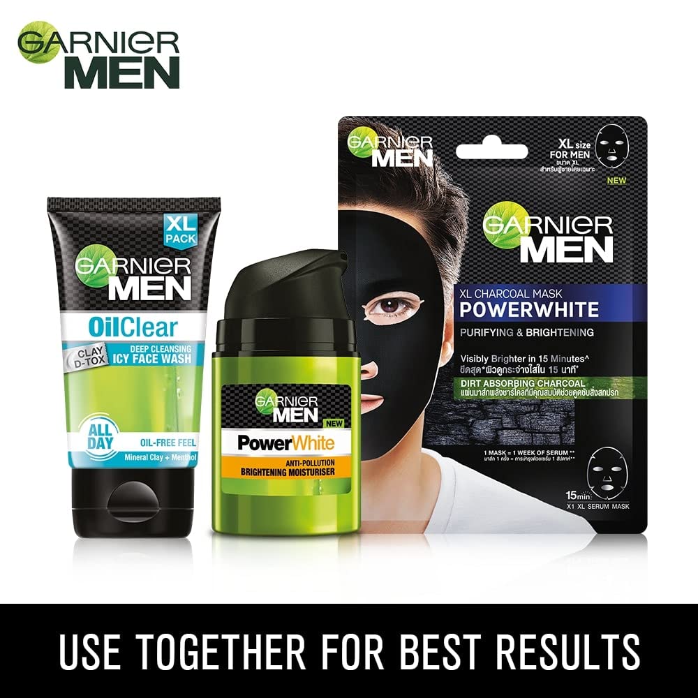 Garnier Men, Face Wash, Balances Oil Level In Skin, OilClear Clay D-Tox, 150 G