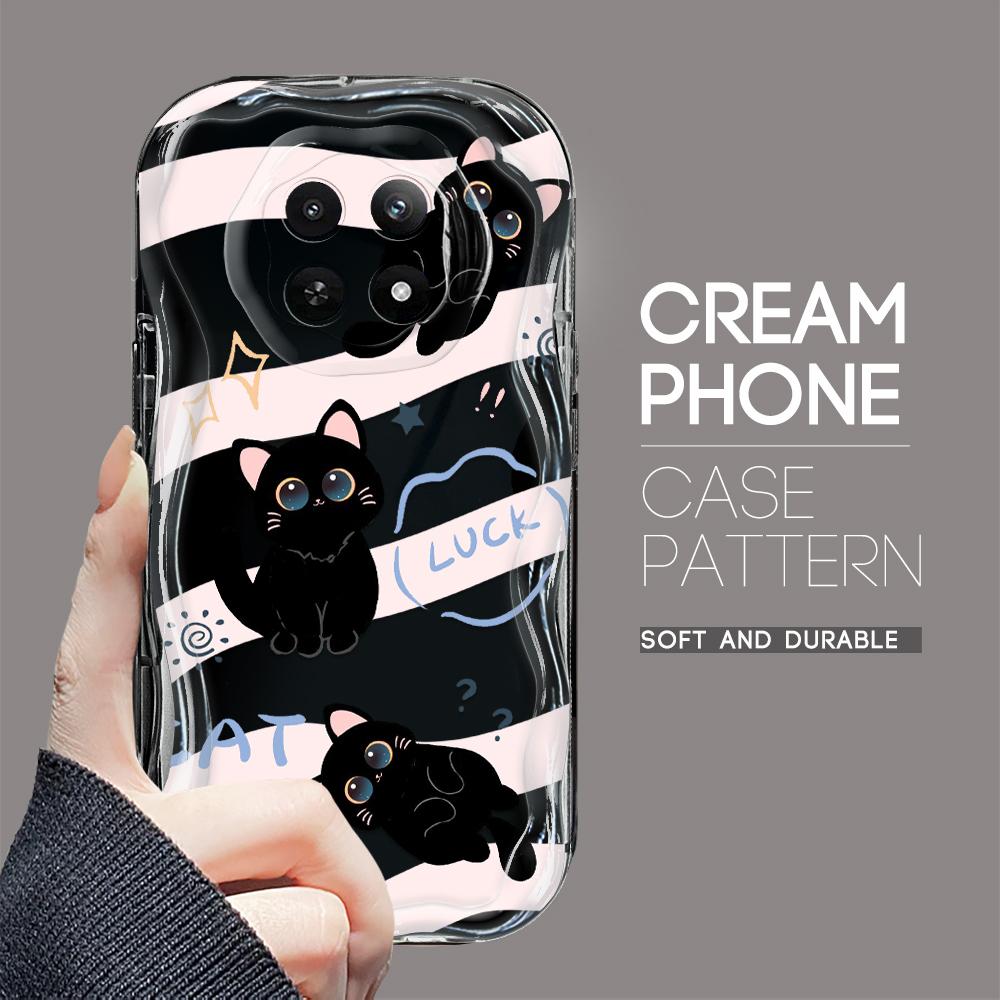 Cartoon Pattern Cream Texture Case Wavy Edge Myk Silikondeksel Telefonveske for OPPO Reno Realme OnePlus Vivo