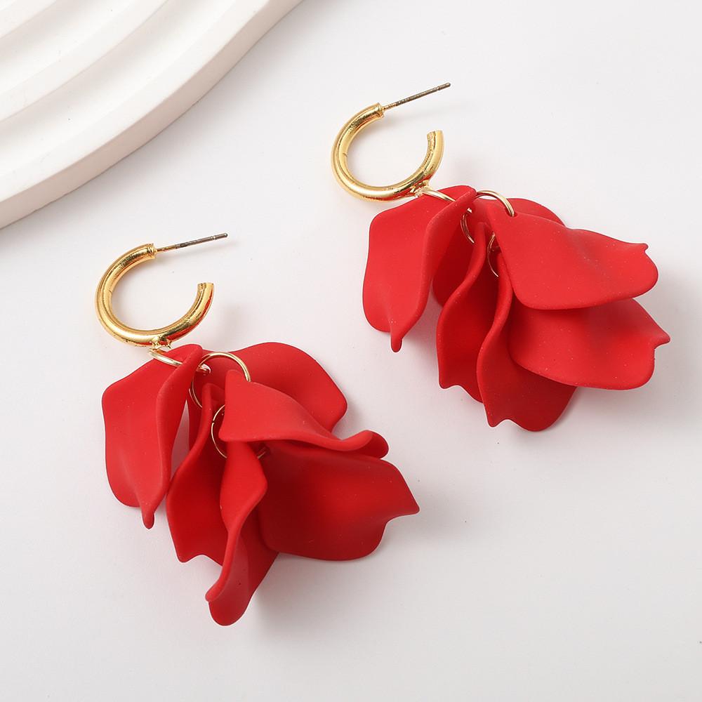 Pinkdudu Fashion Rose Flower Petal Drop Earrings Resin Gradient Color Flower Earrings Women Jewelry PD2385