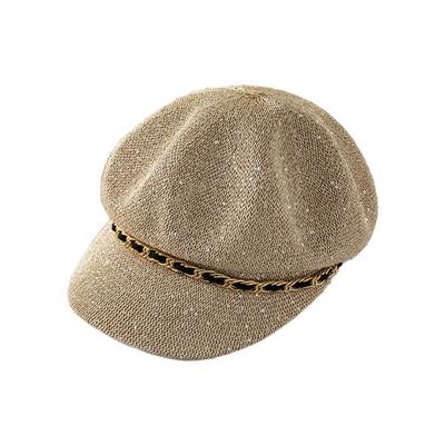 Sun Protection Hollow Octagonal Hat Leather Buckle Peaked Cap New Style Painter Hat  Casual Wear
