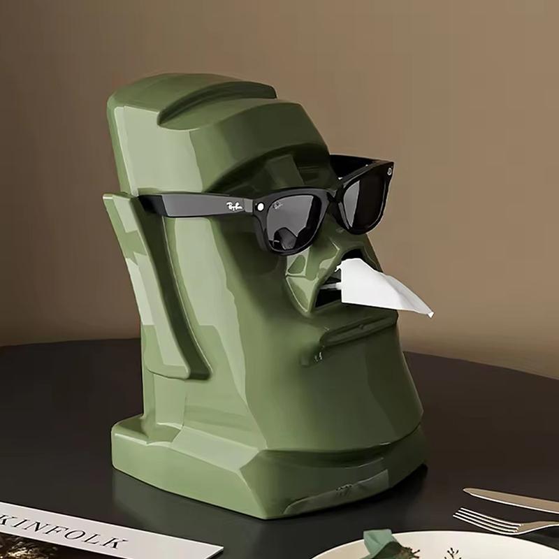 Creative Stone Figure Paper Towel Box Glasses & Headphone Holder Tissue Holder Tissue Container Home Office Desktop Decoration
