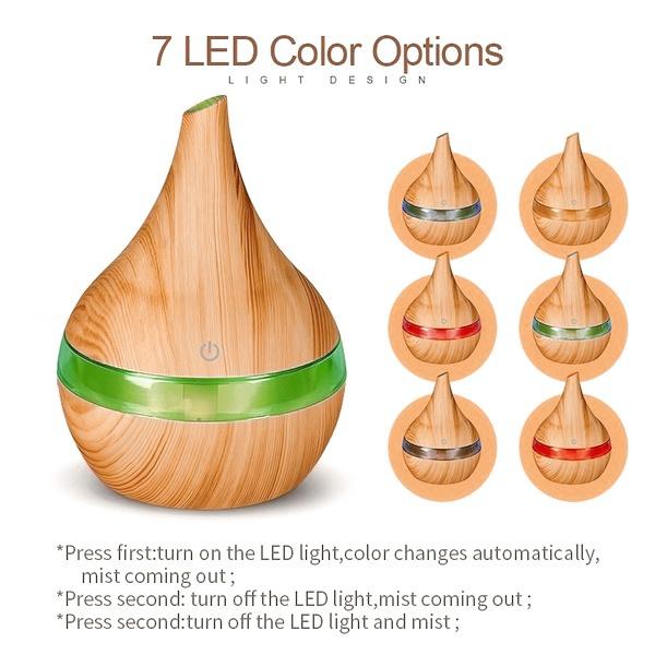 300ml USB Electric Aroma Air Diffuser Wood Ultrasonic Air Humidifier Essential Oil Aromatherapy Cool Mist Maker for Home