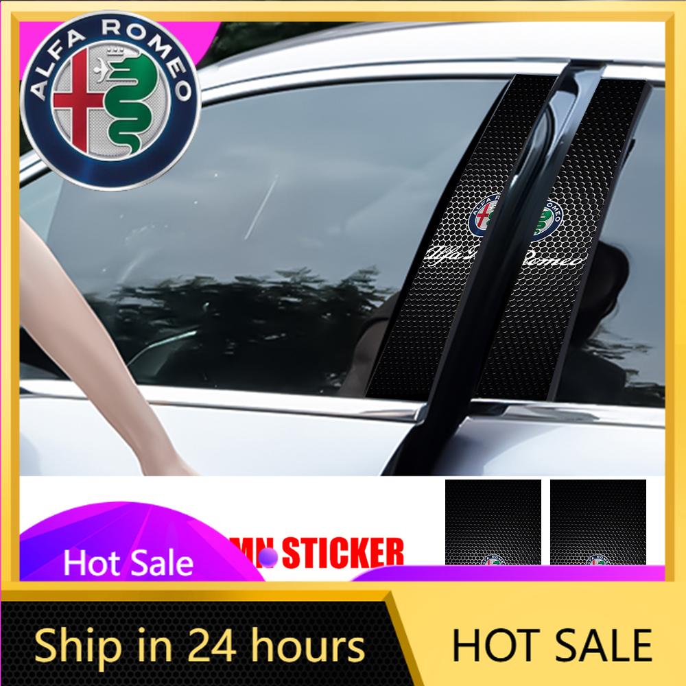 Car Stickers For Alfa Romeo 2pcs Car Emblem Center Pillar Honeycomb Image Stickers B-pillar DIY Auto Door Decorative Decals For
