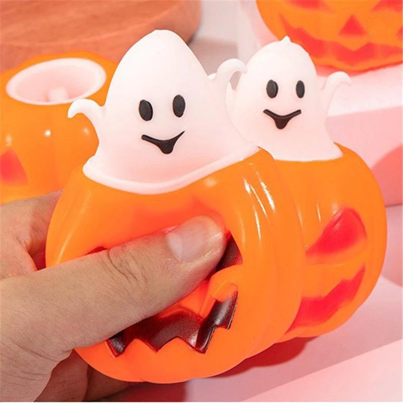 Süßes Halloween Quetsch-Herausspring-Spielzeug Geist Kürbis Geist Schädel Fledermaus Squishy Fidget Spielzeug Für Erwachsene Angstlinderung Entspannungsspielzeug