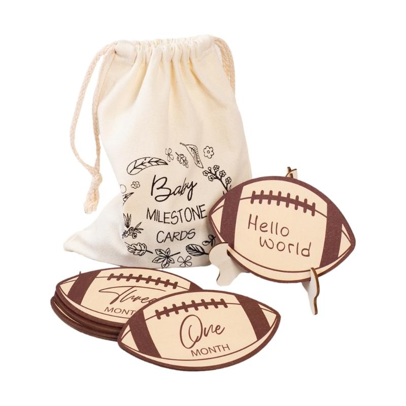 

Baby Monthly Milestones Marker Cards Set for Capturing Great Moment in Football Themed Designs Baby Announcement Signs 1