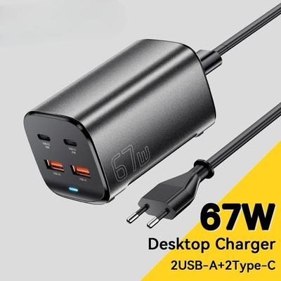 67W USB C GaN Charger Desktop Quick Charge 4.0 QC 3.0 PD Type C Fast Charging For MacBook Samsung POPC iPhone 15 Laptop
