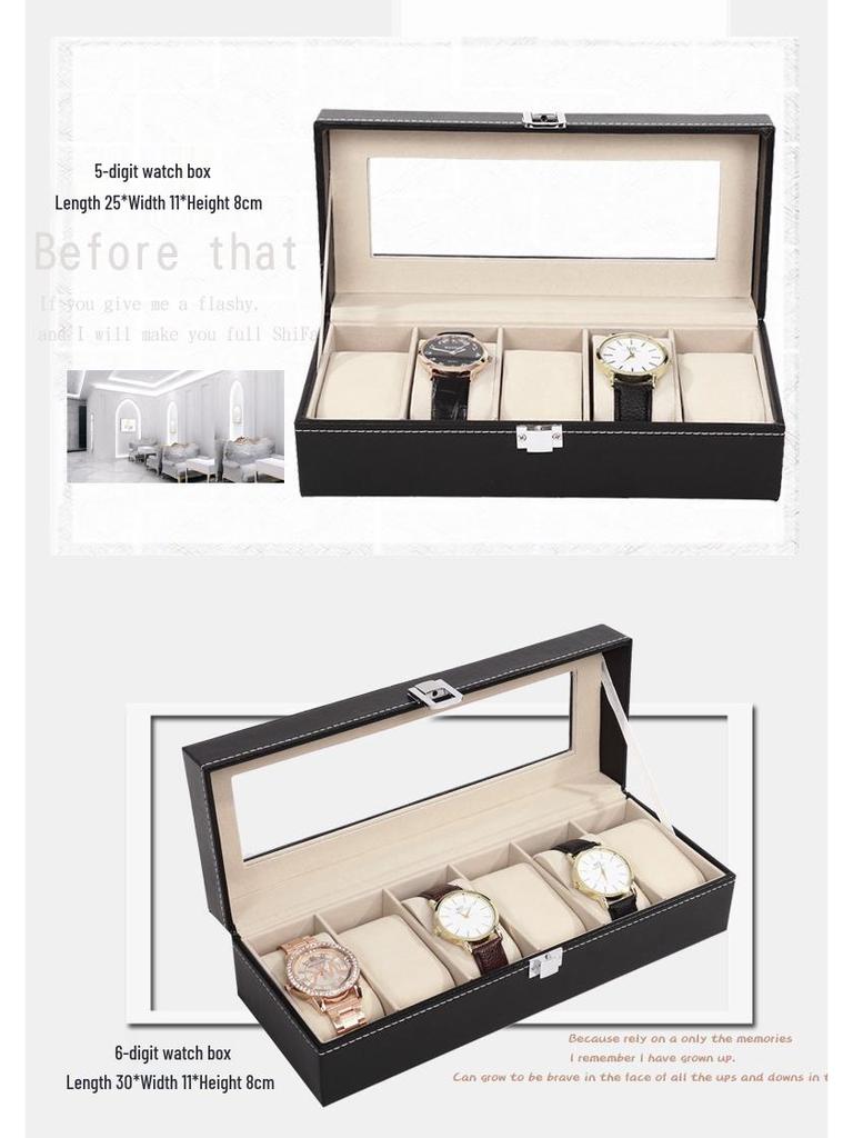 Leren Displaykast voor Horloges en Sieraden met Meerdere Sleuven en Dakraam