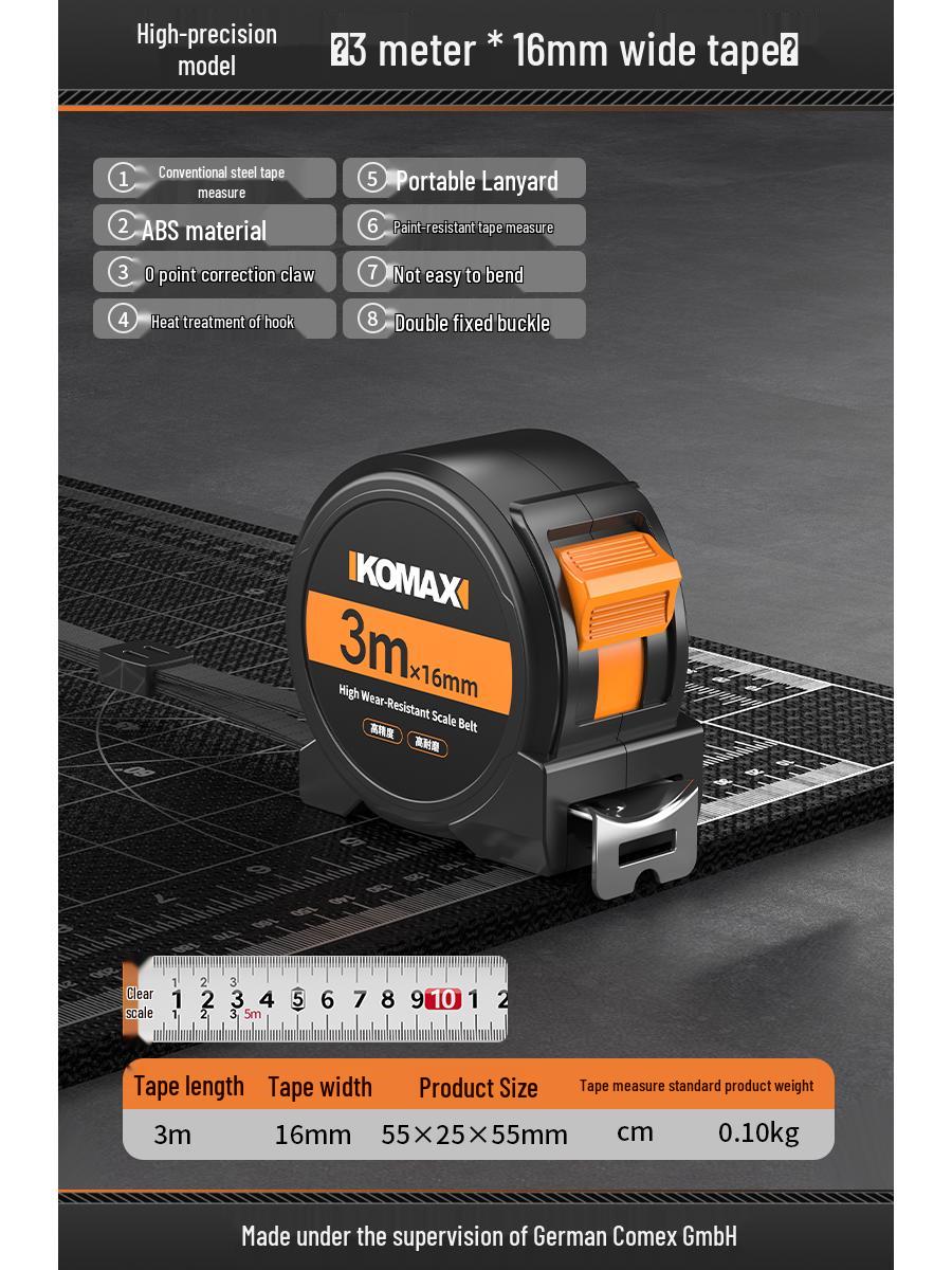 Стальная рулетка высокой точности - Утолщенная, Закаленная, 3 м, 5 м, 10 м