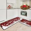 2-Piece Christmas Cheer Doormat Set Buffalo Check Kitchen Rug Porch Path Mat Stain-Resistant & Non-Slip Home Decor