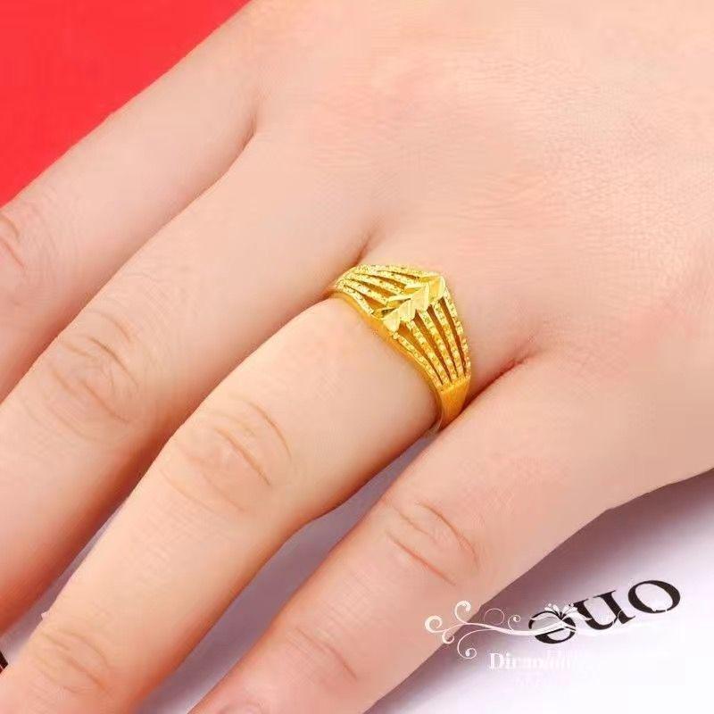 Adjustable Gold-Plated Vietnamese Sand Flower Ring for Women