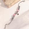 Women All Match Pink Crystal Love Heart Glass Beads Bracelet