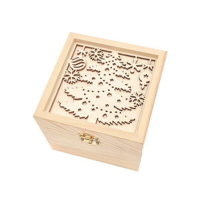 Boite Noël en bois découpe 3D 10 x 8 cm
