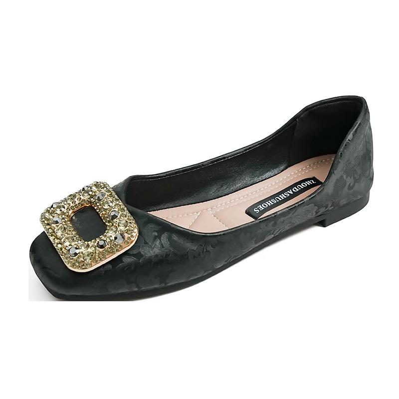 Rhinestone Soft Sole Is Not Tired, Flat-soled French Single Shoes for Women's 2025 New Spring Skirt, Doudou Shoes, Large-size Women's Shoes