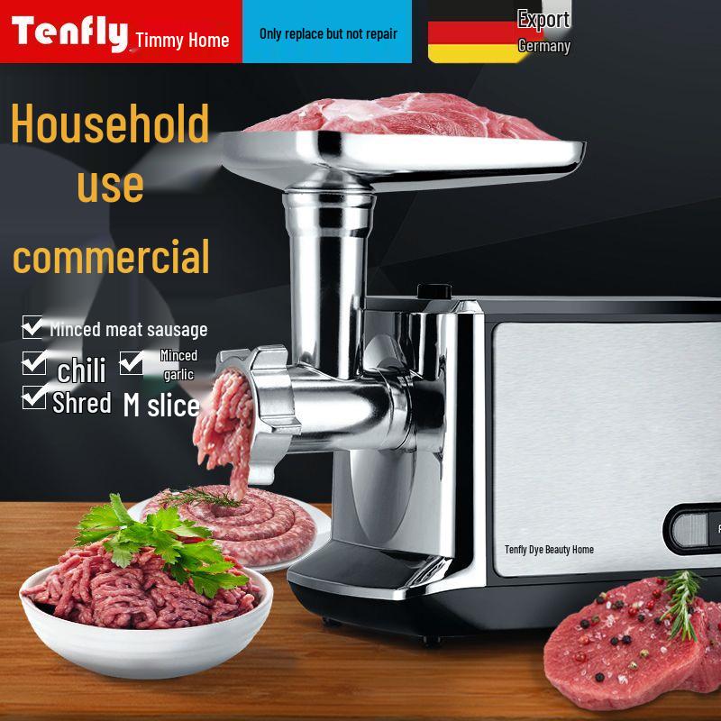 Tenfly Electric Meat Grinder & Sausage Stuffer - Multifunctional Stainless Steel Food Processor for Mincing and Stuffing.