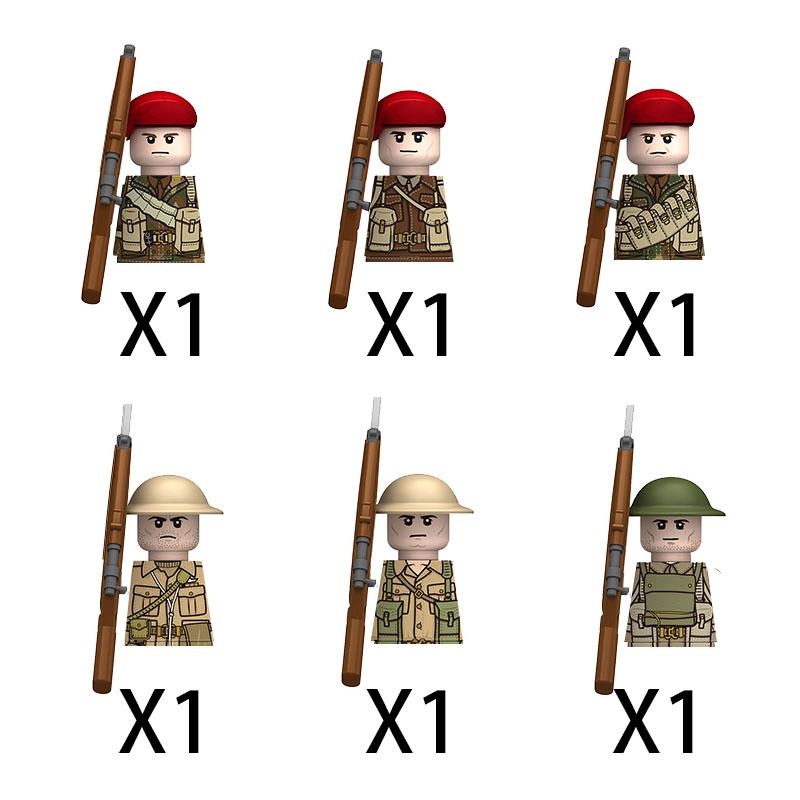 Military Soldier Figure Building Blocks British US French Army Weapons 101 Airborne Division Officer Infantry M1 Toys Gifts D126