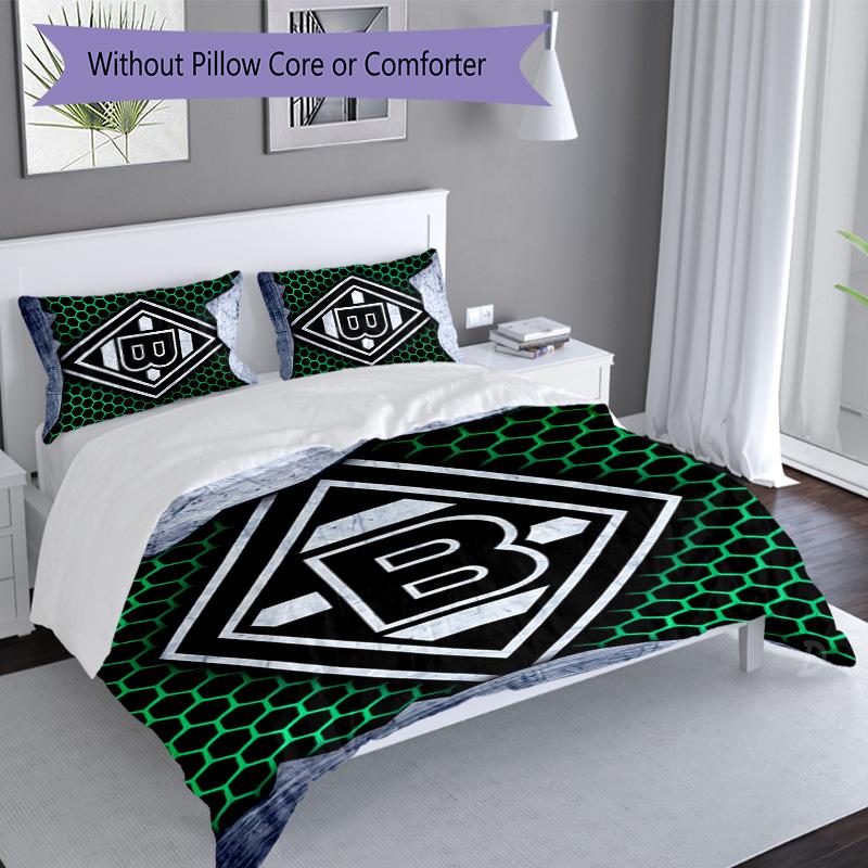 3pcs Borussia Mönchengladbach LOGO Pattern Bedding Set Duvet Cover Set Includes Duvet Cover &pillowcases, Perfect All Season Bedroom Decoration & Gift