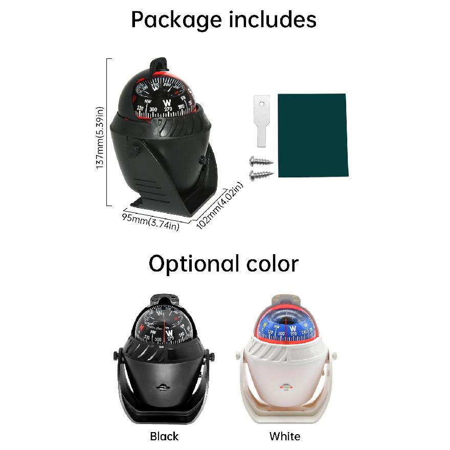 AD Waterproof Compass With Electronic LED Light Nautical Sea Pivoting Marine Boat Compass For Marine Navigation Positioning