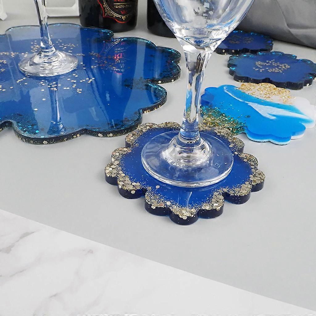 5Pcs DIY Flower Shape Silicone Geode Coaster Resin Molds Resin Coaster Tea Mat Molds Art Craft Tools DIY Epoxy Casting