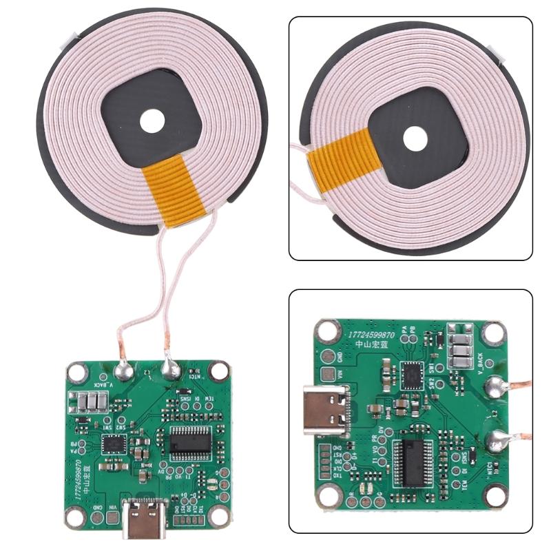 Drahtloses Spulensendermodul mit LED und Typ-C-Anschluss, hohe Leistung 5 V - 13,5 V, unterstützt die meisten Mobiltelefone