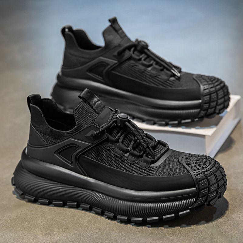 

Fashion New Lace Classic Sneakers High Quality Versatile Men s Casual Shoes Thick soled Height Boosting Outdoor Sports Running Shoes 44 чёрный