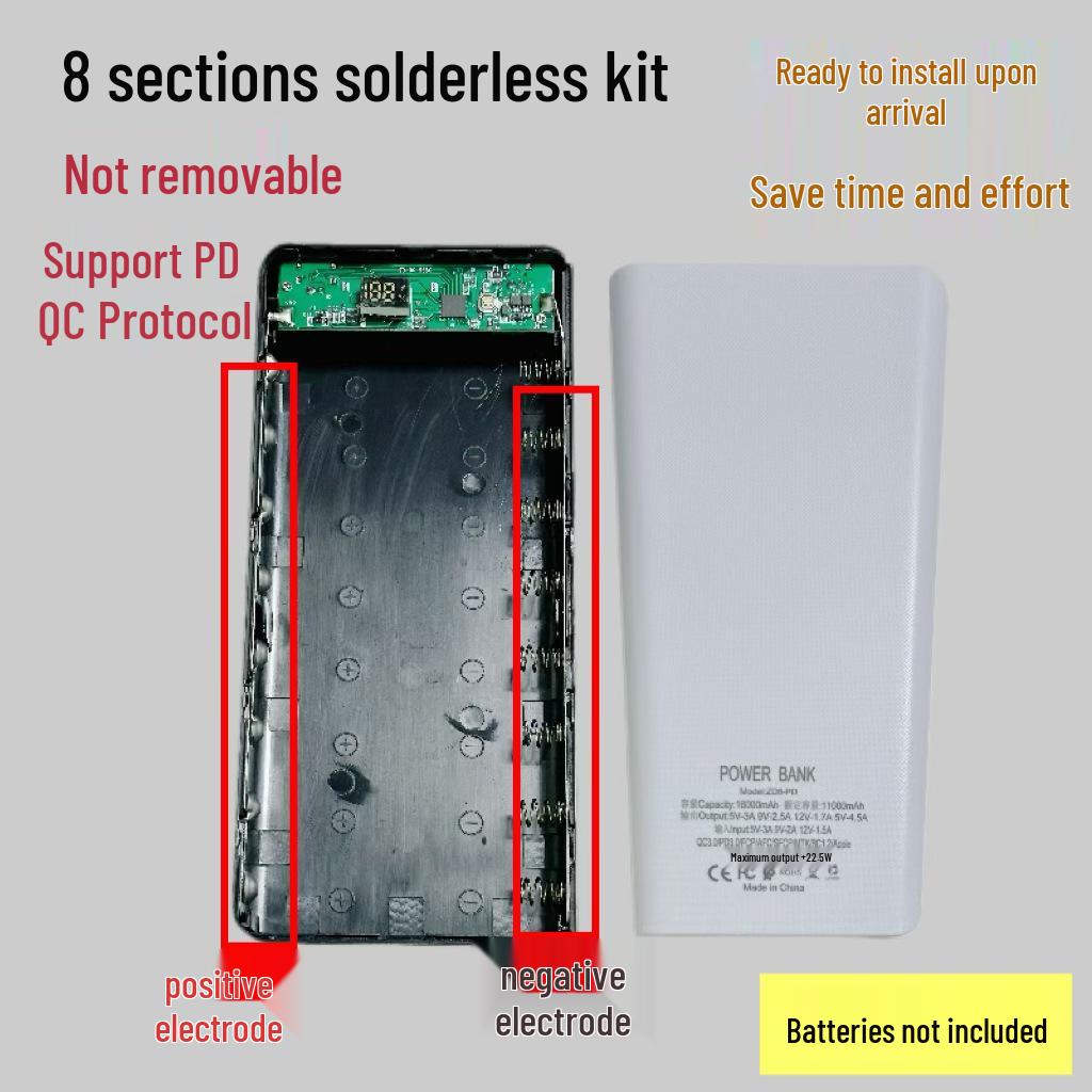 Solderless 8-Cell 18650 Power Bank Shell DIY Kit - Quick Charge Version