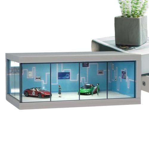 Illuminated LED Display Case, Car Model Display Cabinet | 1/64 Scale Model Car Display Cabinet | Vehicle Toy Organizer, Space-Saving Display Case with
