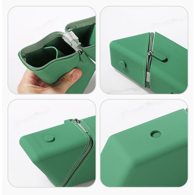 Large Capacity Pencil Bag Silicone Pencil Case Expandable Pencil Cup Makeup Brush Holders For Organizing School Supplies
