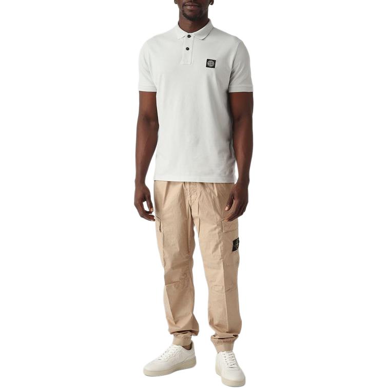 Stone Island Logo Short Sleeve Button Solid Polo Shirt Men polo shirts L1S152200008S0017-V0041