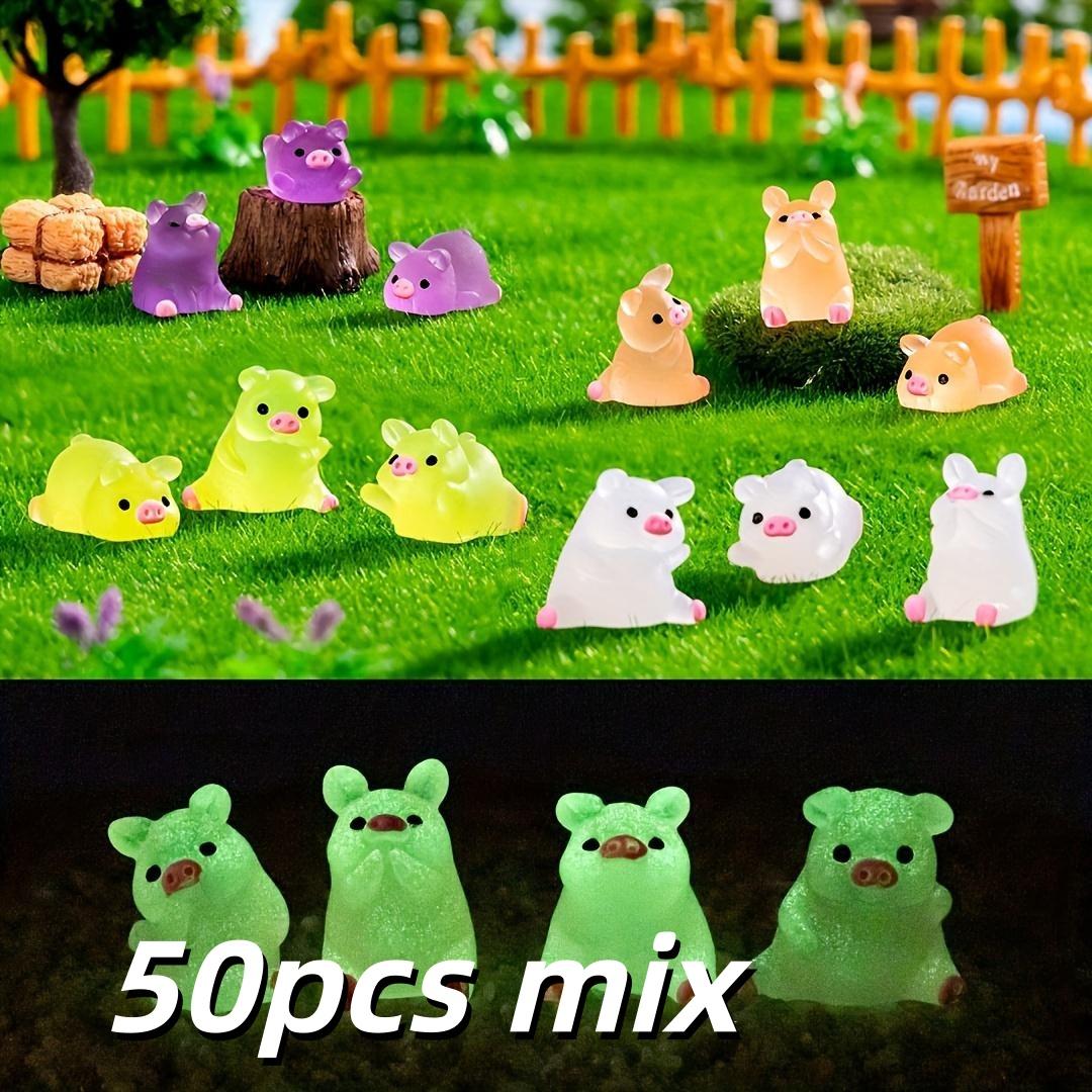 

50 piece set of handmade luminous resin animal sculptures - modern miniature garden sculptures suitable for home, car, Easter gi