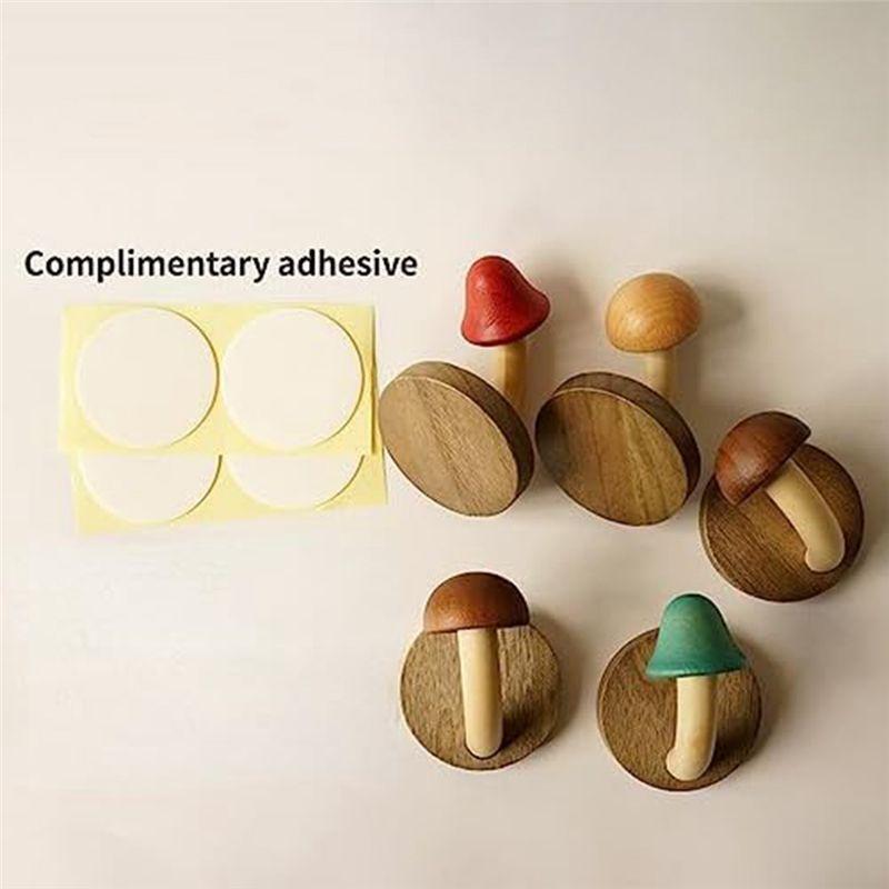 AEE4-4Piece Non-Perforated Solid Wood Hook Kitchen Bathroom Cloakroom Door Hook Wooden