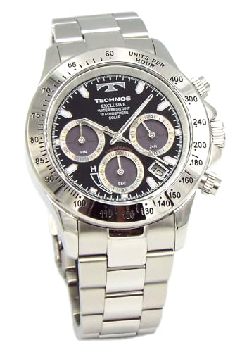 TECHNOS SOLAR WATCH Часы мужские Technos Solar Chronograph с питанием от света, черные, TAE4001ASB [Параллельный импорт]