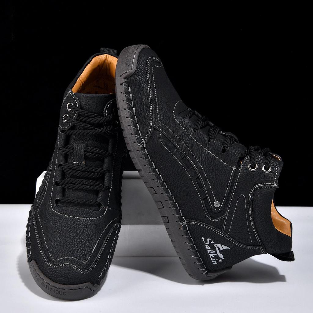 New Men's Fashionable Large-Size Leather Martin Boots: Comfortable, Soft, Non-slip, Hand-stitched Outdoor Boots