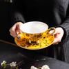 European Luxury Gold-Rim Bone China Coffee Cup - Four Seasons Ink Design
