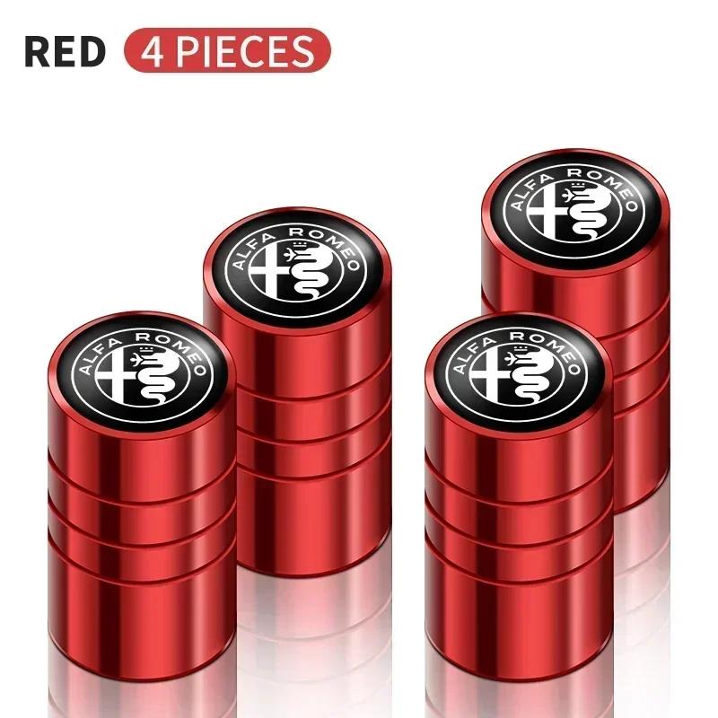 4Pcs Car Styling Wheel Tires Bolt-in Valve Caps Badge For Alfa Romeo 159 147 156 166 Giulietta Giulia Mito Stelvio Brera Spider