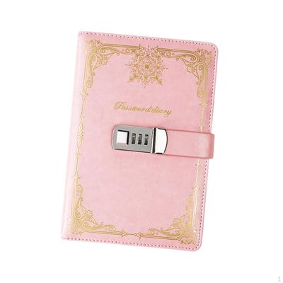 Diary with Lock Locked Notebook PU Leather Portable Password Locking Journal for