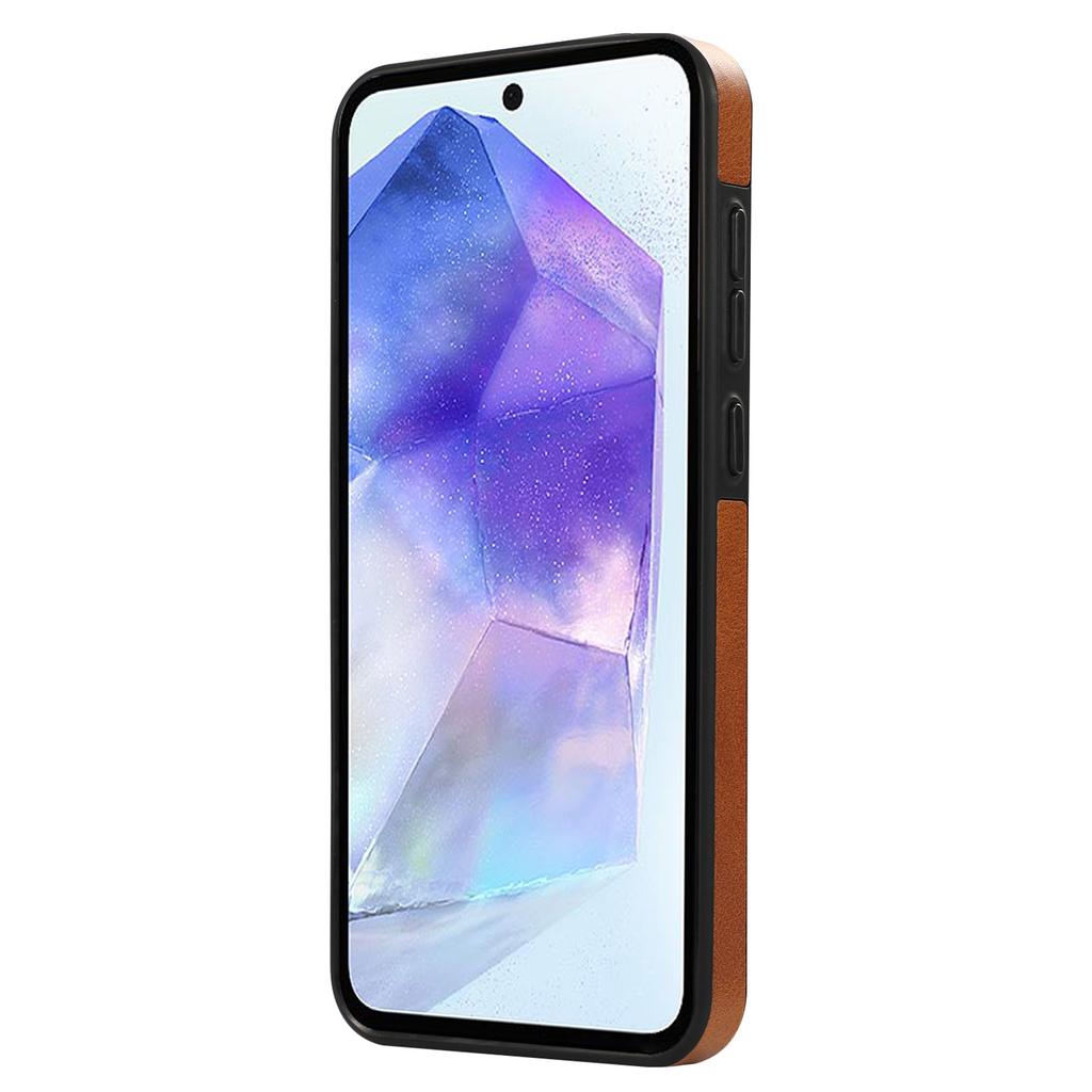 For Samsung Galaxy A55 5G PU Leather Back Case Card Holder Kickstand Phone Cover with Wrist Strap