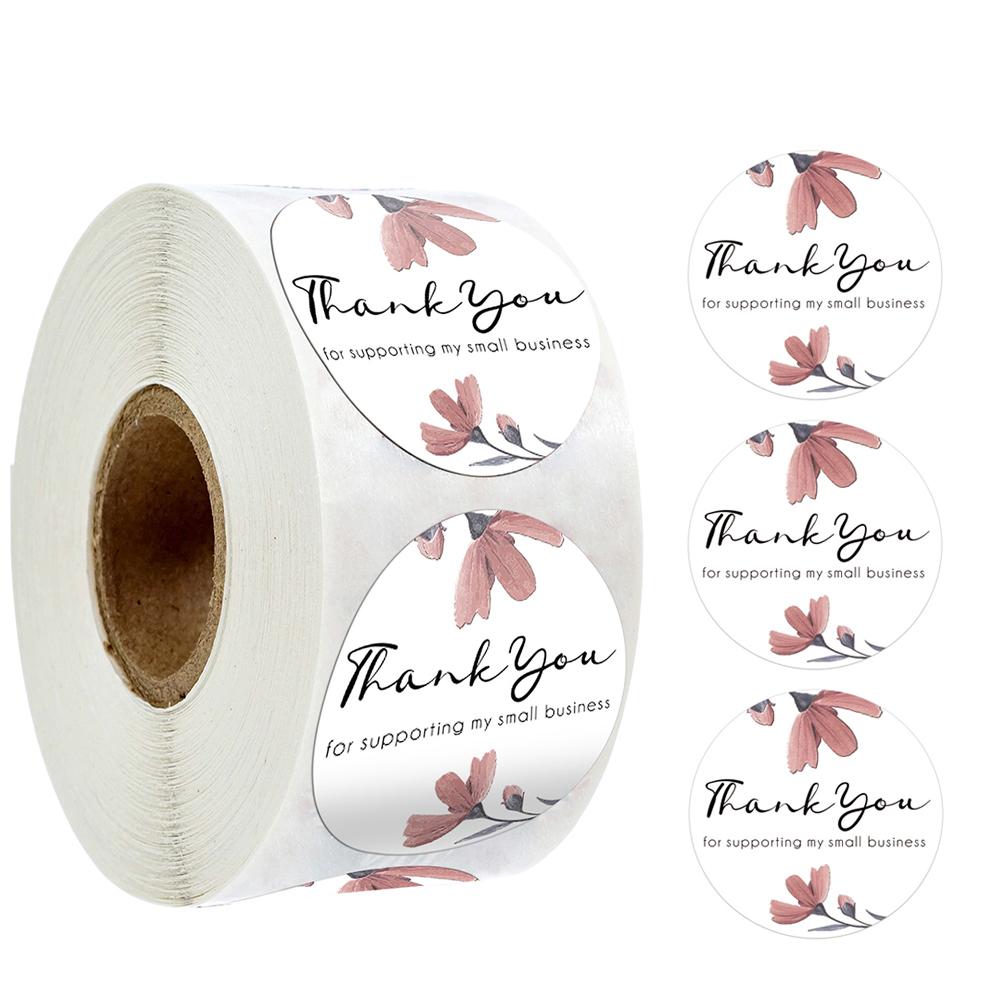 500pcs Thank You Stickers Green Flowers Thank You Labels for Birthday, Weddings, Giveaways, and Small Business Shipping Stickers