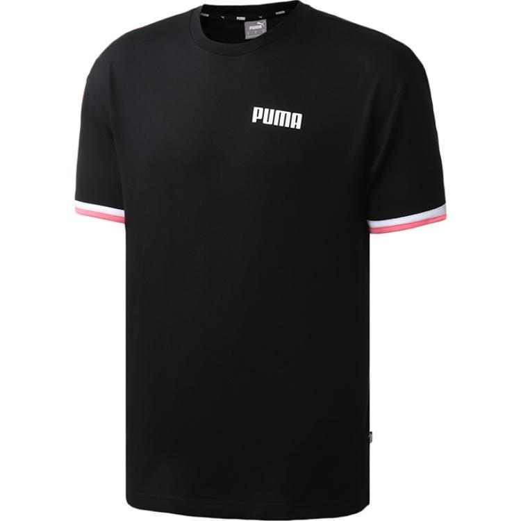 PUMA Casual Sports Breathable Round Neck Knit Short Sleeve Black Men s 584155-01 L