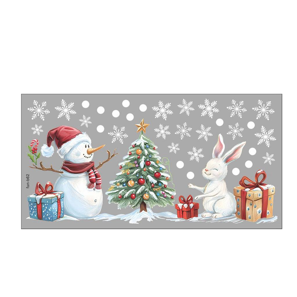 Santa Sněhulák Okenní Elektrostatická Nálepka Vánoční Dekorativní Skleněná Nálepka Modá Vločka Vánoční Strom Okenní Nálepka.
