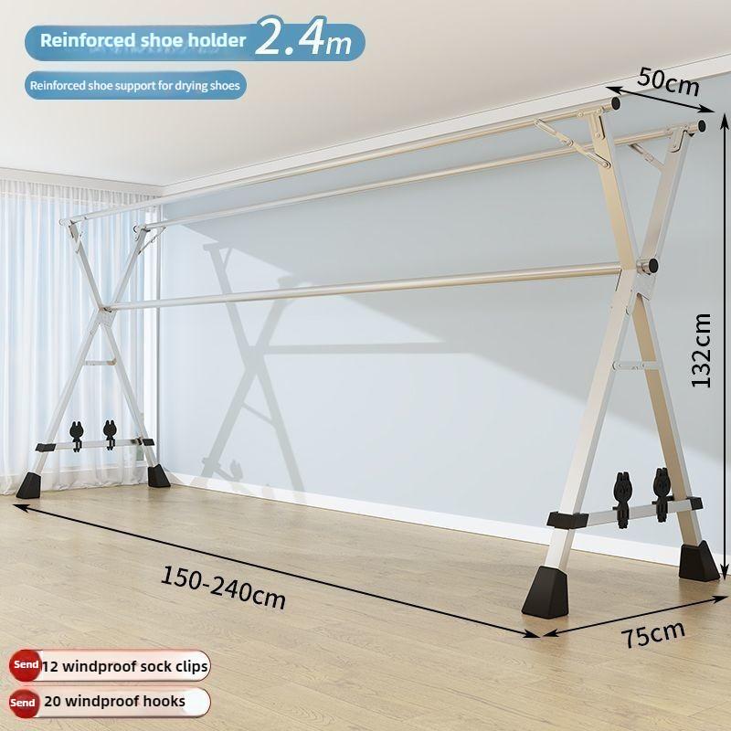 Varal de Roupa de Aço Inoxidável Doméstico Dobrável Cabide Varal Varanda 5 Varas Extensível Ferramenta de Secagem de Roupa