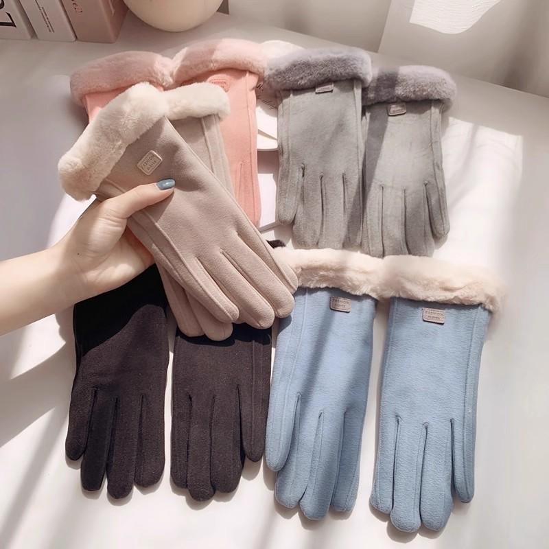 Winter Gloves for Women, Fleece-Lined, Thickened, Warm, Cute, Suitable for Cycling, Windproof, Cold-Proof, Touchscreen Compatible, Winter Season