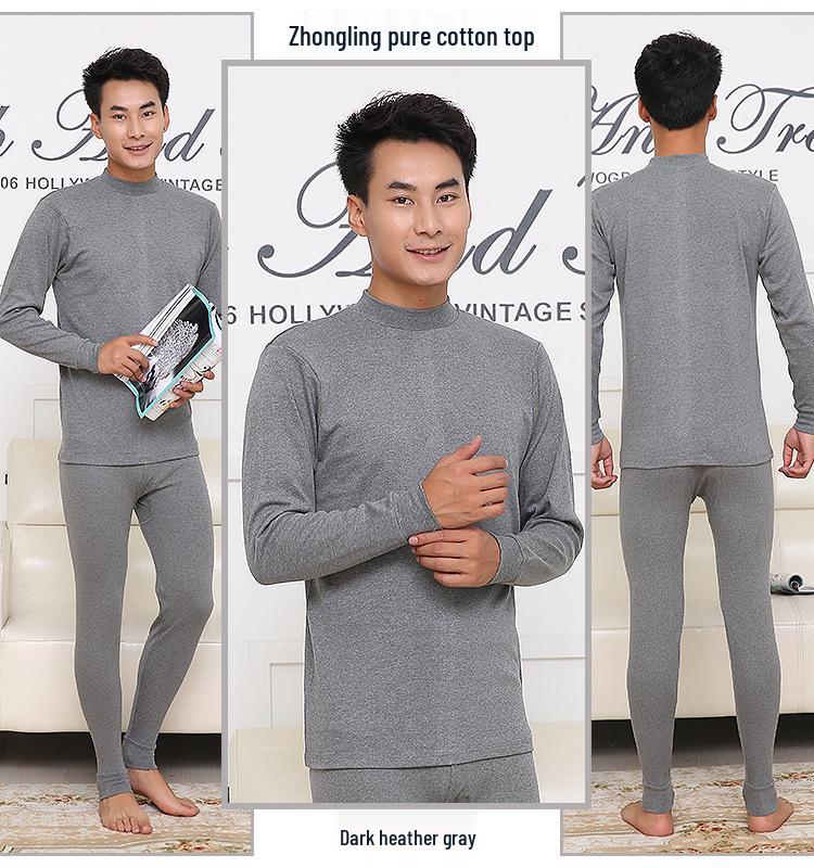 Men's High Neck Cotton Knit Top - Warm Base Layer for Autumn